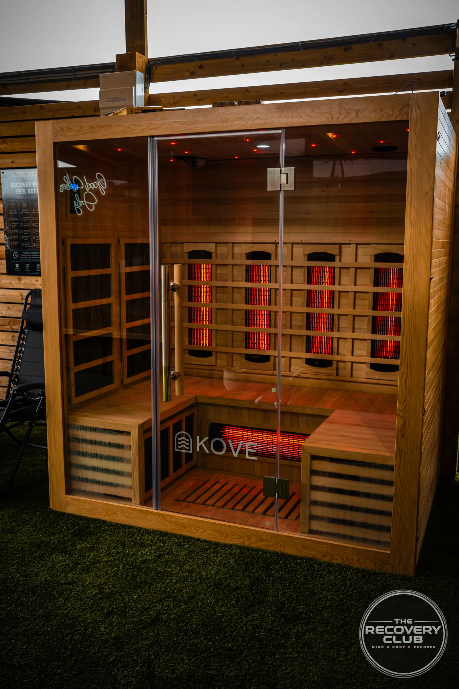 Inside the infrared sauna